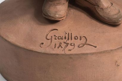 null GRAILLON Fils, XIXème siècle
Paysanne.
Terre cuite signée et datée 1879 sur...