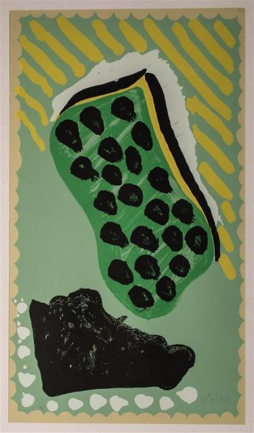 null VIALLAT Claude (1936), d'après.
Composition en dominance verte.
Lithographie...