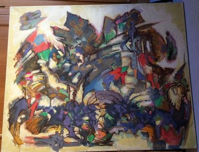 null BEYER Lucien (1908-1983)
Composition abstraite 
Huile sur toile signée en bas...