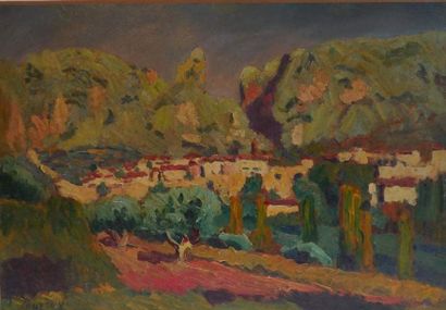 null LAUVRAY Abel (1870-1950)
Moustiers Sainte-Marie
Huile sur toile signée en bas...