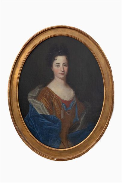 null ECOLE FRANCAISE Vers 1690
Portrait d'une femme de qualité, une aigrette de perles...