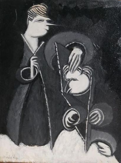 null AUDEBES René (1922-1993)
Femme et enfant
Huile sur panneau signée en bas à gauche,...