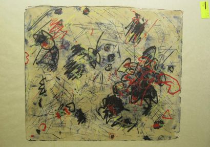 Georges HOEHL (?). (d'après) Composition abstraite. Lithographie signée en bas à...