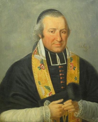 Jean-Jacques HAUER (1751-1829) Portrait d'un ecclésiastique. Huile sur toile signée...