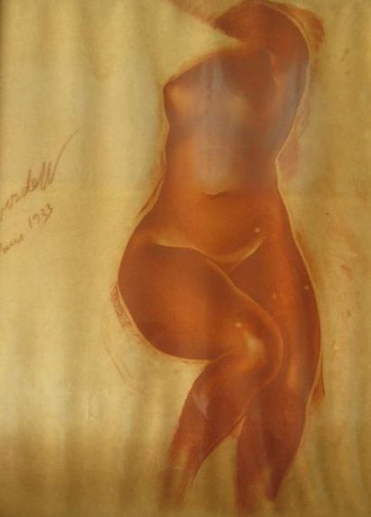 null Nu féminin. Sanguine signée à gauche et datée "Paris 1933". 60 x 45 cm. Cad...