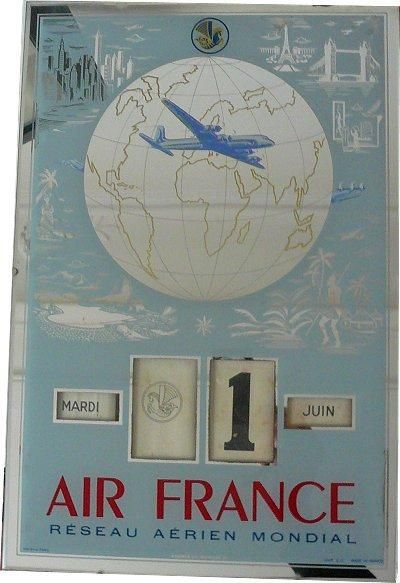 null Objet. Calendrier Perpétuel Air France. Avion Douglas DC4. Calendrier miroir...