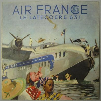 null Document. Air France. Plaquette publicitaire dépliante de l'hydravion Latécoère...