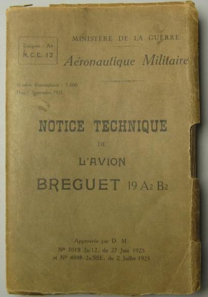 null Document. Notice technique de l'avion Bréguet 19A2B2 avec illustrations, caractéristiques...