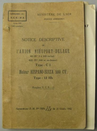 null Document. Notice descriptive de l'avion Nieuport-Delage 62 à moteur Hispano-Suiza...