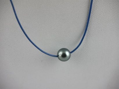 null PERLE de TAHITI
Collier cordon en cuir bleu à noeuds coulissants
Diam. perle...
