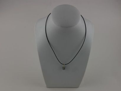 null PERLE de TAHITI 
Collier cuir noir et fermoir en argent
Diam. perle : 10 mm
Long....