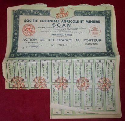 null Actions.
112 - Société Coloniale Agricole et Minière SCAM - Diverses Années....