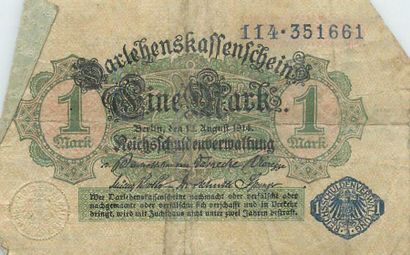 null Billets Etrangers. 34.
25-Allemagne 1914/1922, diverses valeurs : 1 & 2 Mark,...