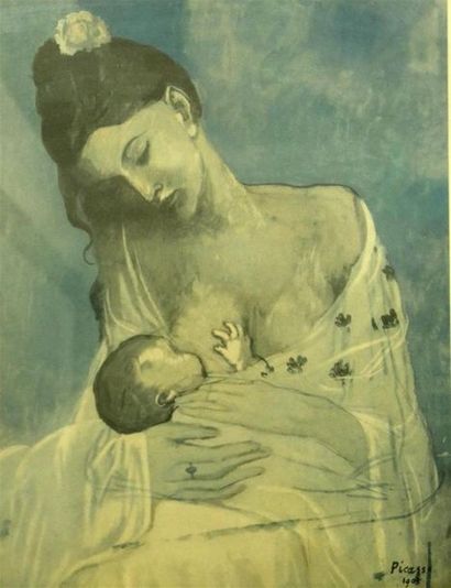 null PABLO PICASSO 
Reproduction "Maternité"
Datée 1905
67 x 52 cm