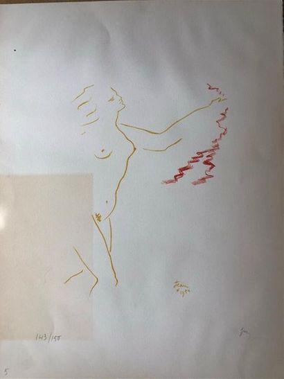 null Jean COCTEAU (1889 - 1963)
Nu féminin
Gravure polychrome sur papier.
Signée...
