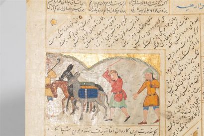 null Folio d'un manuscrit du Golestân de Sa'di et ghazals de Hommâm Tabrizi, Iran,...