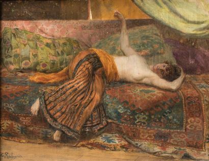 null ROCHEGROSSE Georges Antoine (1859-1938). 
Le repos de l'odalisque
Huile sur...