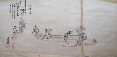 null CHINE- XXème siècle
Ensemble de six encres sur papier japon représentant des...