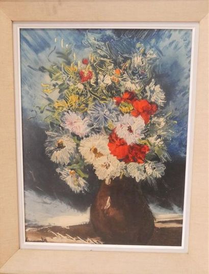  VLAMINCK Maurice de (1876-1958) d'après Fleurs Impression marouflée sur toile portant...