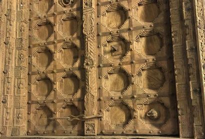  INDE XVIIIème siècle Porte en bois sculpté 106 x 228 x 22 cm