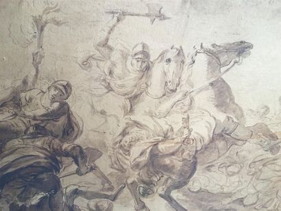  École française - fin XVIIIème siècle - début XIXème siècle Combat de cavaliers...