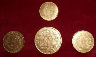 null Un ensemble de 4 pièces en Or :
- 1 pièce de 40 francs, Charles X-Roi de France,...