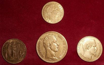 null Un ensemble de 4 pièces en Or :
- 1 pièce de 40 francs, Charles X-Roi de France,...