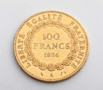 null 1 pièce de 100 Francs OR, IIIème République : 1886 A (Paris). Poids 32,23gr...