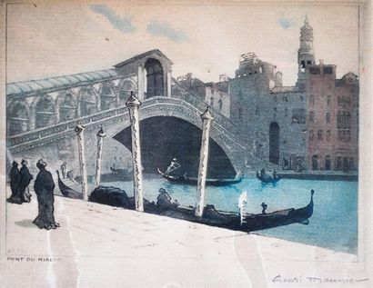 null MEUNIER Henri-Georges (1873-1922).
Pont du Rialto.
Eau-forte et aquatinte en...