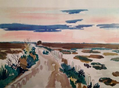 null BRAYER Yves (1907-1990), D'après.
"Paysage".
Lithographie couleurs sur papier...