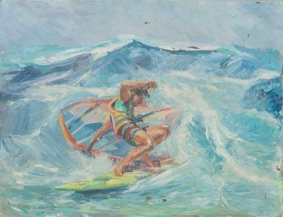 null LALLOUET Jean (XXème siècle)
Wind surfeur
Huile sur toile (manques)
signée en...