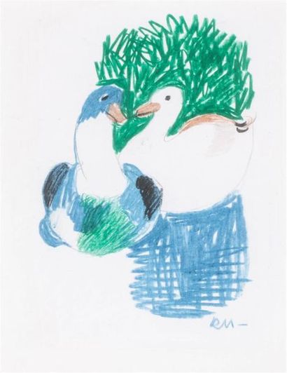 null Ecole du XXème siècle
Couple de canards
Pastels sur papier monogrammé RM en...