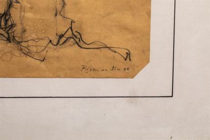 null REYMONDIN (XXème) 
Portrait abstrait
Fusain sur papier.
Signé et daté en bas...