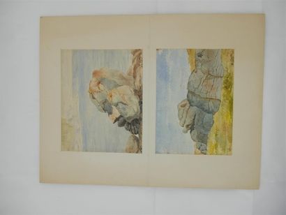 null A. BALLUS (XXème)
Série de huit aquarelles sur papier collé sur carton 
Chausey...