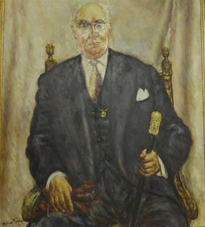 null Antoine FERRACCI (1890-1984) 
Portrait de banquier. 
Huile sur toile signée...