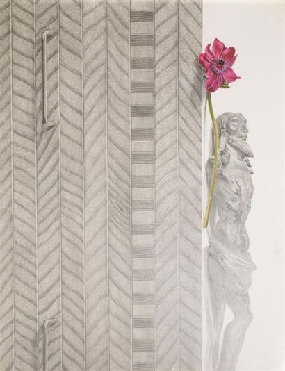 null Mall Fred (1948-)
Huile sur toile.
Gisant à la fleur grimpante rose.
49 x 64...