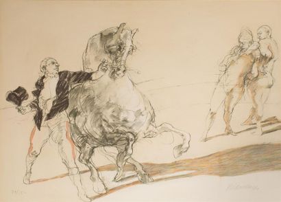 null WESBUCH Claude (1927-2014) 
Le dresseur et son cheval au cirque
Lithographie...