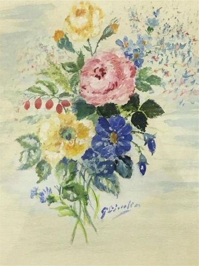 null École FRANÇAISE du XXème siècle
Bouquet de fleurs sauvages
Gouache sur papier....