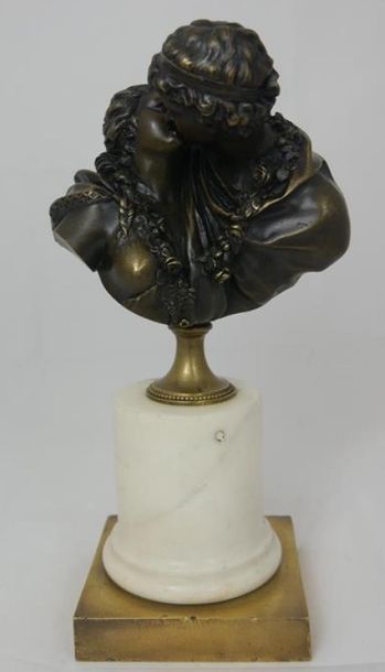 null HOUDON Jean Antoine (1741-1828) d'après,
"Le baiser donné"
Paire de bustes en...