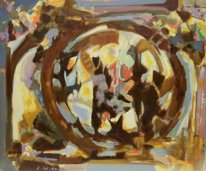 null BEYER Lucien (1908-1983) 
Composition abstraite dans les tons de brun et jaune...
