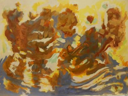 null BEYER Lucien (1908-1983)
Composition abstraite dans les tons de bleus, jaune...