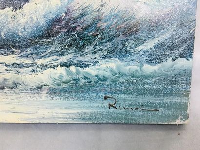 null École XXème 
Une marine et ses mouettes 
Huile sur toile 
Signature illisible...