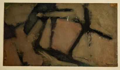 null Jacques BUREL (1922-2000).
Compositions abstraites. 
Deux huiles et gouaches...