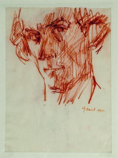 Jacques BUREL (1922-2000).
Autoportrait.
Sanguine...