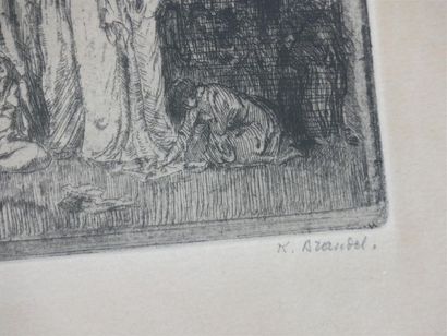 null BRANDEL Konstanty (1882-1970) 
Eau forte représentant une scène de crucifixion...