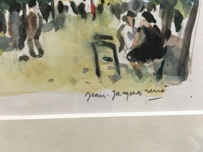 null Jean-Jacques RENE (1943)
Promenade au milieu des arbres 
Aquarelle sur papier
Signée...