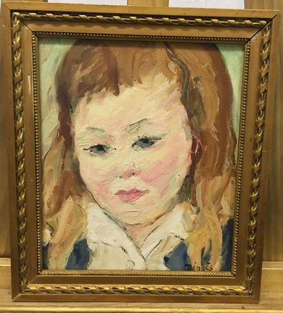 null Suzanne DINKES (1895-1984)
Portrait d'une enfant 
Huile sur panneau
Signée en...