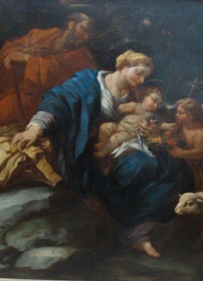 Attribué à Pierre PUGET (1620 - 1694) La sainte Famille avec saint Jean Baptiste....
