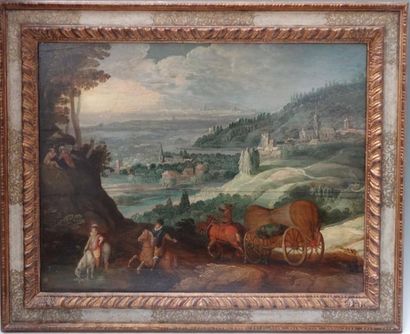 Joos de MOMPER et atelier de Sebastian VRANCX (Anvers 1564-1635) et (1573-1647) Paysage...