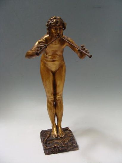 Michel Léonard BÉGUINE (1855-1929) La Charmeuse de Serpent. Epreuve en bronze. Cachet...